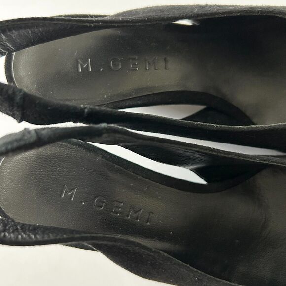 M. Gemi Pointed Toe Slingback Wedge Heel Pump in Black Suede Size 36 IT 6 US - Picture 5 of 8